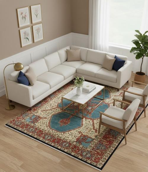 Cream Floral 9X12 Indo-Viss Oriental Rug