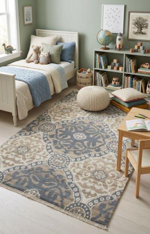 5'1 X 7'11 Hand Knotted Muted Modern Oriental Wool Rug