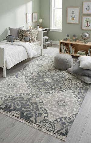 5'1 X 8'0 Hand Knotted Muted Gray Modern Oriental Wool Rug