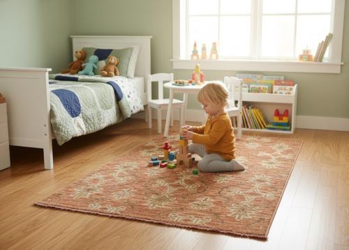 Rust Floral 4X6 Modern Oriental Rug