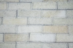 Ivory Silver Cowhide 8X8 Modern Leather Round Rug