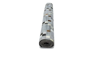 Gray Geometric 4X6 Cowhide Patchwork Modern Rug