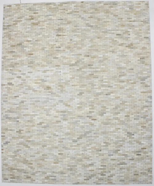 Ivory Geometric 8X10 Modern Cowhide Patchwork Print Oriental Rug