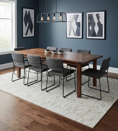 Ivory Geometric 8X10 Modern Cowhide Patchwork Print Oriental Rug