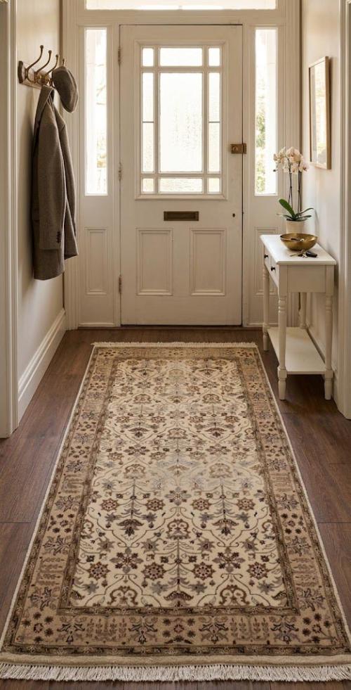 Cream Floral 2'5X4'8 Indo Tabriz Oriental Rug