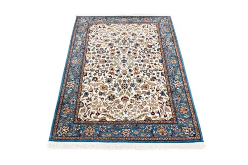 Cream Floral Kirman 4X6 Oriental Rug
