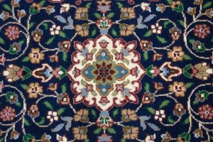 Navy Blue Floral Kirman 3X10 Oriental Runner Rug
