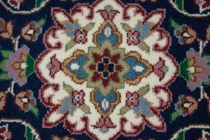 Navy Blue Floral Kirman 3X10 Oriental Runner Rug