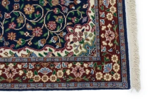Navy Blue Floral Kirman 3X10 Oriental Runner Rug