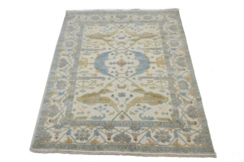 Cream Floral Traditional 8X10 Casual Oushak Oriental Rug