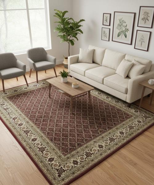 Red Floral Geometric 7X8 Tabriz Fish Mahi Oriental Rug