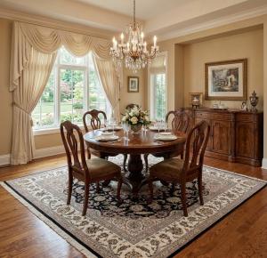 Black Classic Floral 8X8 Indo-Nain Oriental  Square Rug