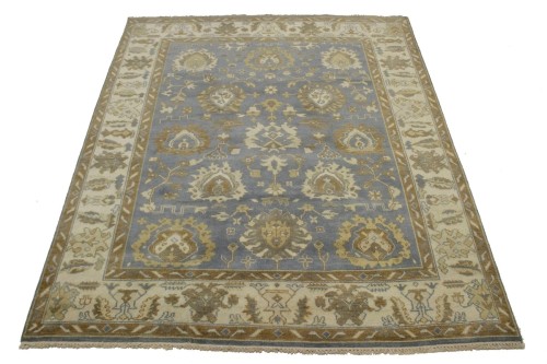 Slate Grey Floral 8X10 Oushak Chobi Oriental Rug