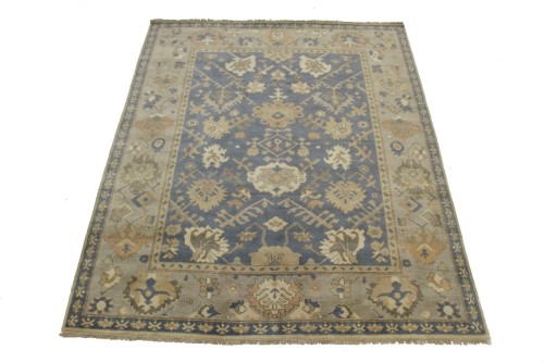 Slate Grey Floral 8X10 Oushak Chobi Oriental Rug