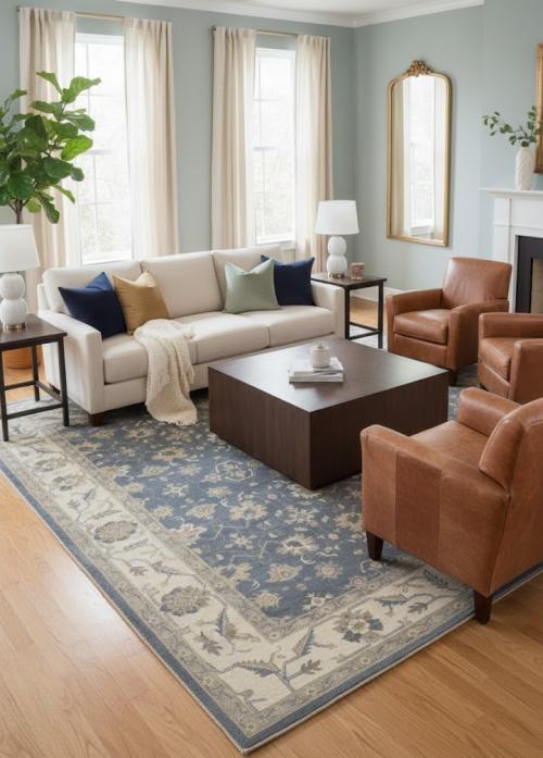 Slate Grey Floral 12X16 Oushak Chobi Oriental Rug