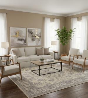 Vanilla Cream Floral 12X15 Oushak Chobi Oriental Rug