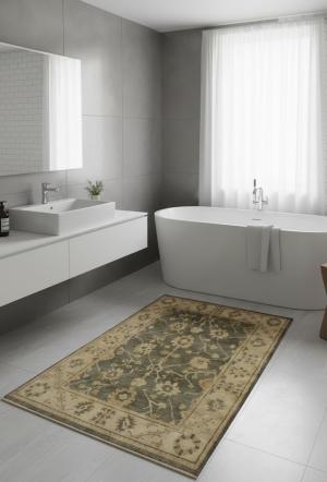 Warm Stone Floral 4X6 Oushak Chobi Oriental Rug