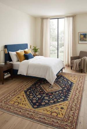 5'0 X 8'1 Hand Knotted Hale Navy Tribal Indo-Gabbeh Wool Rug