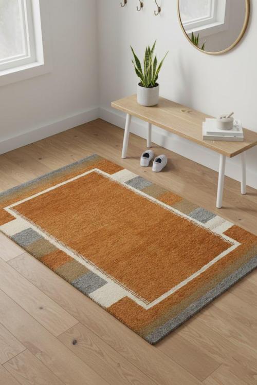 Rust Orange Tribal 4X6 Indo-Gabbeh Oriental Rug