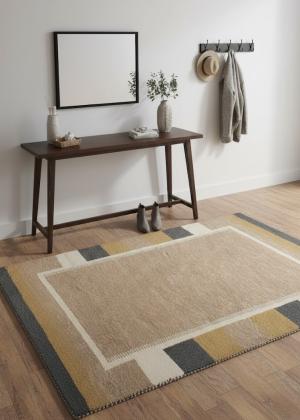 Khaki Tribal 4X6 Indo-Gabbeh  Oriental Rug