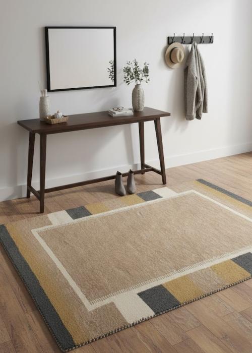 Khaki Tribal 4X6 Indo-Gabbeh  Oriental Rug