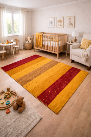 3'11 x 5'11 Hand Knotted Stripes Indo-Gabbeh Oriental Rug