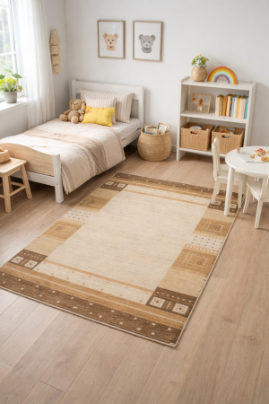 Multicolored Tribal Bordered 4X6 Indo-Gabbeh Oriental Rug