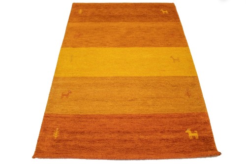 Gold & Rust Stripes 4X6 Indo-Gabbeh Oriental Rug