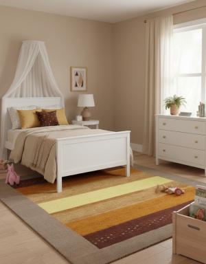 5'6 X 8'0 Hand Knotted Tan Tribal Indo-Gabbeh Wool Rug