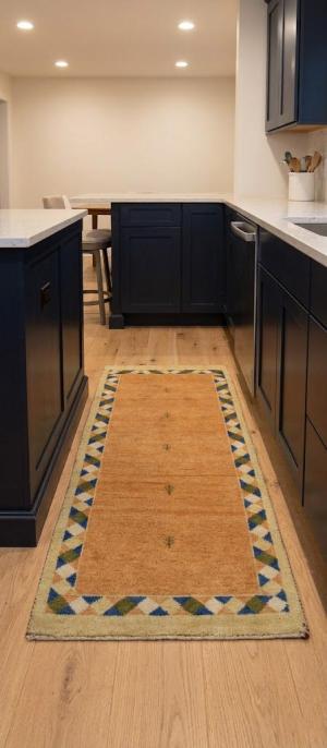 Rusty Peach Bordered Tribal 2'9X6'4 Indo-Gabbeh Oriental Rug