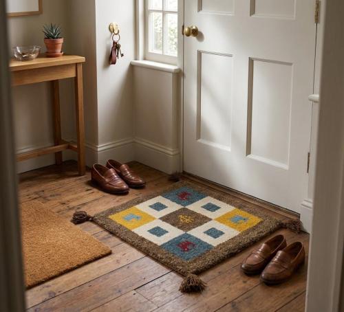 Multicolored Modern Tribal 1'5X1'5 Indo-Gabbeh Oriental Square Rug