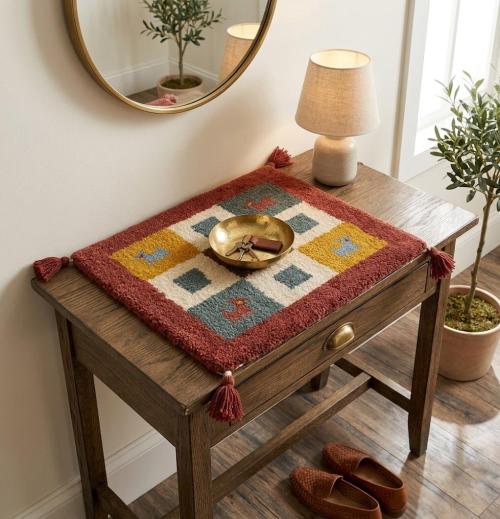 Multicolored Tribal Modern 1'5X1'5 Indo-Gabbeh Oriental Square Rug