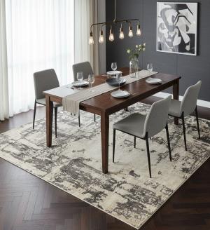 Cream Modern Abstract 9X9 Hand-Loomed Square Rug