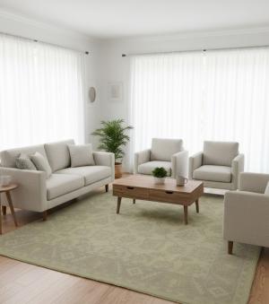 Beige Floral 8X10 Oushak Chobi Oriental Rug