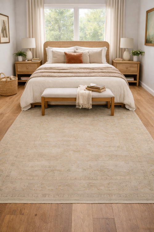 Beige Floral Transitional 6X8 Oriental Rug