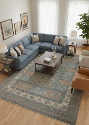 Tan Geometric 10X15 Modern Oriental Rug