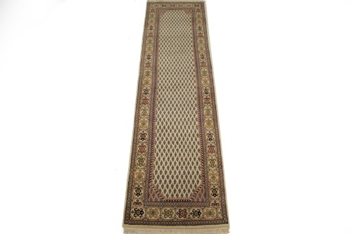 Cream Floral 2'4X9 Indo-Botemir Oriental Runner Rug