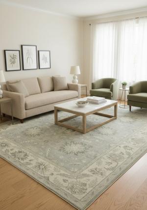 Brownish Grey Floral Peshawar 9X12 Oriental Rug