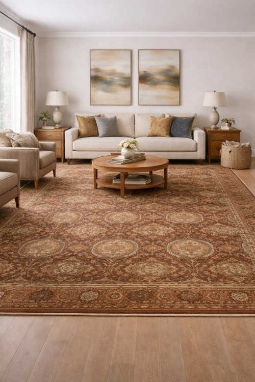 Cinnamon Brown Floral 10X14 Osh Chobi Peshawar Oriental Rug