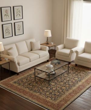 Hale Navy Floral 8X10 Indo-Tabriz Oriental Rug