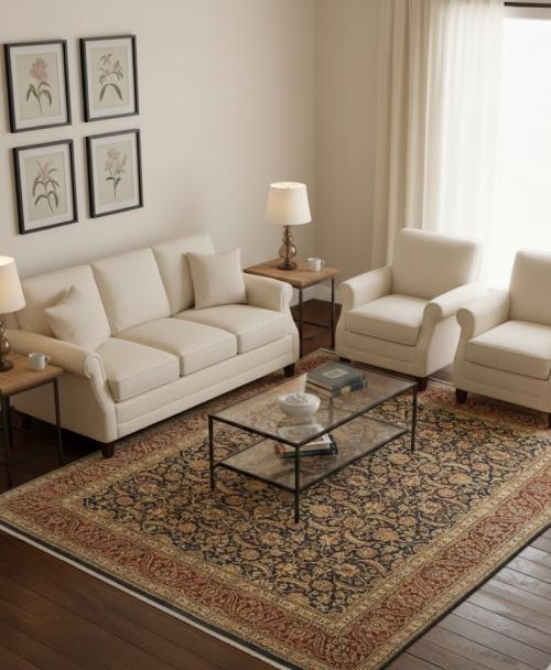 Hale Navy Floral 8X10 Indo-Tabriz Oriental Rug