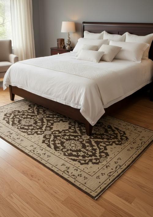 Brown Floral 5'7X8'9 Transitional Oriental Rug