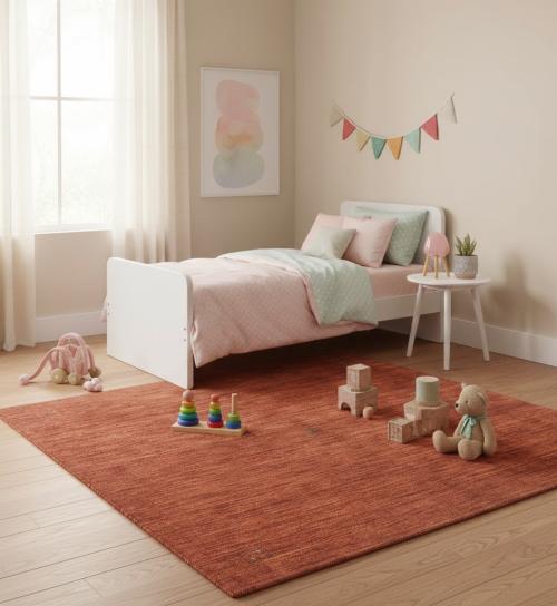 Solid Rusty Red 5X5 Oriental Modern Square Rug