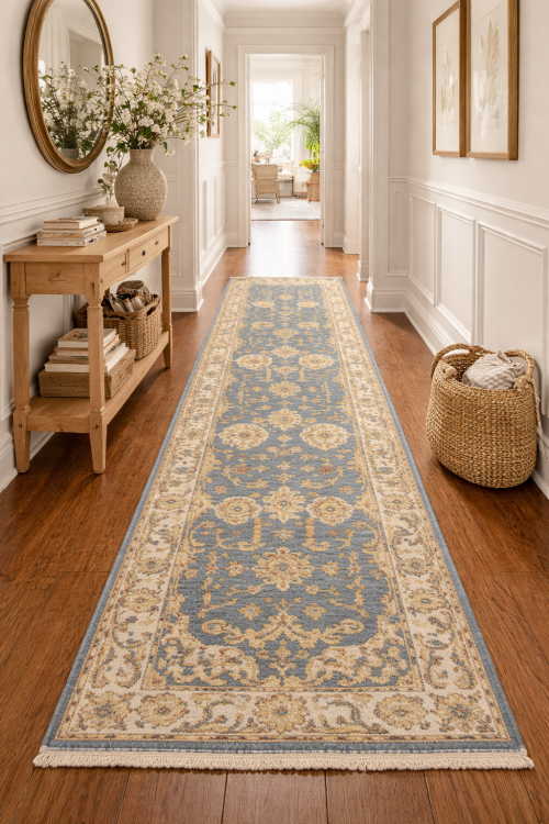 Gray Floral 3X10 Oushak Chobi Oriental Runner Rug