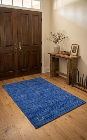 Solid Blue 3X5 Oriental Modern Rug