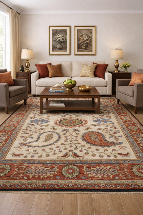Floral Paisley Design 8X10 Transitional Oriental Rug