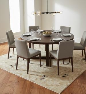 Multi Beige Brown Cowhide 6X6 Modern Leather Square Rug