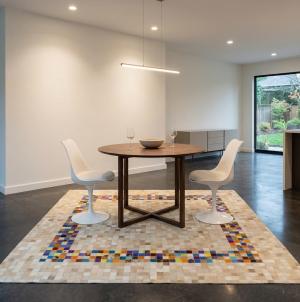 Multicolored Cowhide 6X6 Modern Leather Square Rug