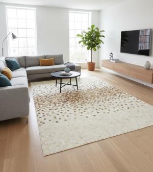 8'0 X 10'0 Hand-crafted Geometric Modern Leather Rug