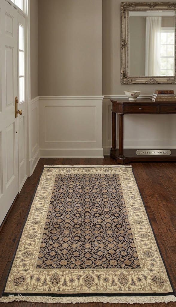 Black Floral Extra Fine 3X5 Herati Oriental Rug - Image 2
